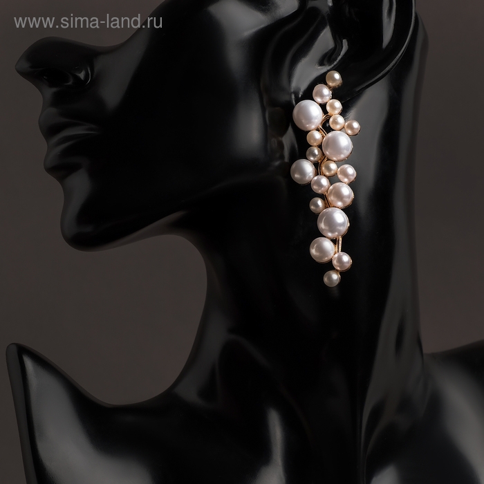 Серьги с жемчугом «Жасмин» ветка с жемчугом, цвет белый в золоте Серьги с жемчугом «Жасмин» ветка с жемчугом, цвет белый в золоте