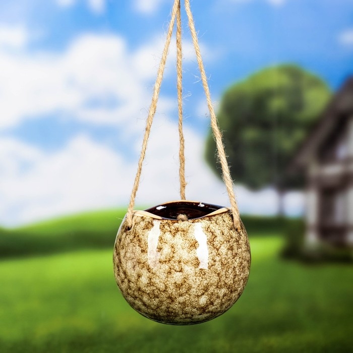 Кашпо подвесное  Кашпо подвесное "Круглое" коричневое, 11х11х9см