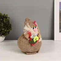 Фигурка - оберег &laquo;Домовой. Васек на мешковине, с красным мешком&raquo;, 26&times;21&times;21 см