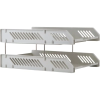 Лоток горизонтальный для бумаг Deli E9208 набор 2шт на металл.стерж серый