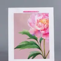 Пакет подарочный ламинированный &laquo;Букет пионов&raquo;, розовый, 18&times;22.3&times;10 см