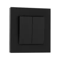 Выключатель TOT Matte Glass, 10 А, 2 клавиши, скрытый монтаж, стеклянная рамка, чёрный
