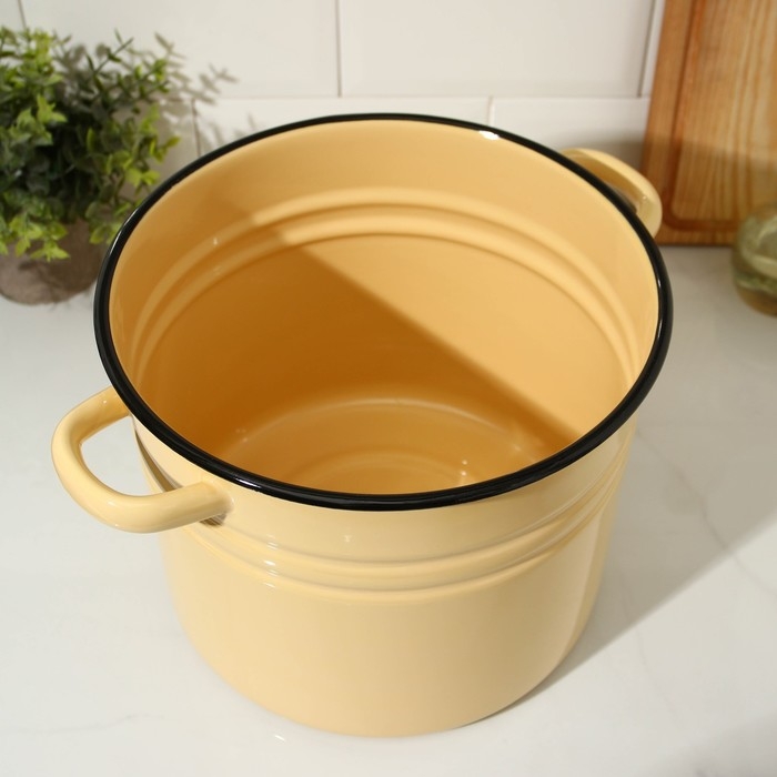 Кастрюля эмалированная цилиндрическая, 9 л, индукция, без декора, цвет бежевый Кастрюля эмалированная цилиндрическая, 9 л, индукция, без декора, цвет бежевый