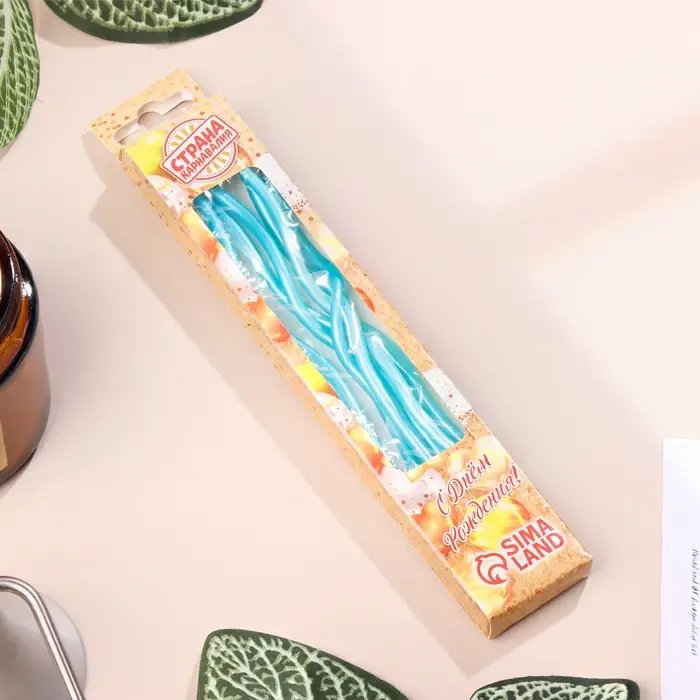 Свечи для торта витые «Серпантин» 6 шт., коктейльные, небесно-голубые Свечи для торта витые «Серпантин» 6 шт., коктейльные, небесно-голубые