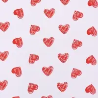 Бумага упаковочная крафт белый "Сердечки", 0,68 х 10 &plusmn;5% м, 50 г