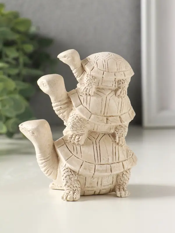 Фигурка гипс &laquo;Три черепахи&raquo;, 10&times;8&times;5 см, слоновая кость