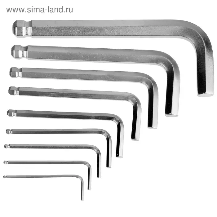 Набор ключей шестигранных ТУНДРА, с шаром, CrV, 1.5 - 10 мм, 9 шт. Набор ключей шестигранных ТУНДРА, с шаром, CrV, 1.5 - 10 мм, 9 шт.