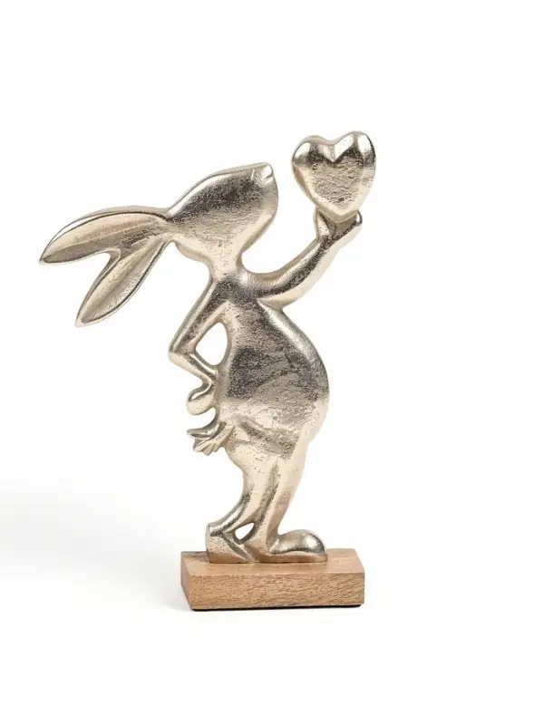 Сувенир &laquo;Заяц с сердечком&raquo;, 18&times;5&times;25 см, алюминий, дерево