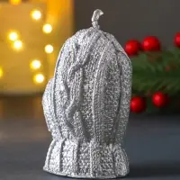 Свеча "Варежка", лак серебро