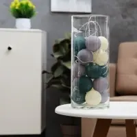 Гирлянда &laquo;Нить&raquo; 5 м с насадками &laquo;Клубки серо-зелёные&raquo;, IP20, прозрачная нить, 20 LED, свечение белое, 220 В