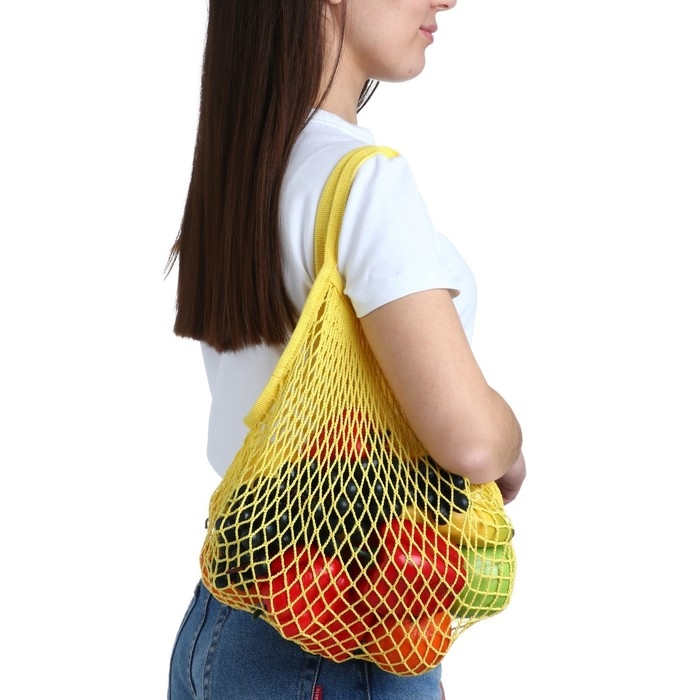 Авоська плетеная сумка, 37 х 20 см, ручка 12 см, клетка 1.5 см, жёлтая Авоська плетеная сумка, 37 х 20 см, ручка 12 см, клетка 1.5 см, жёлтая