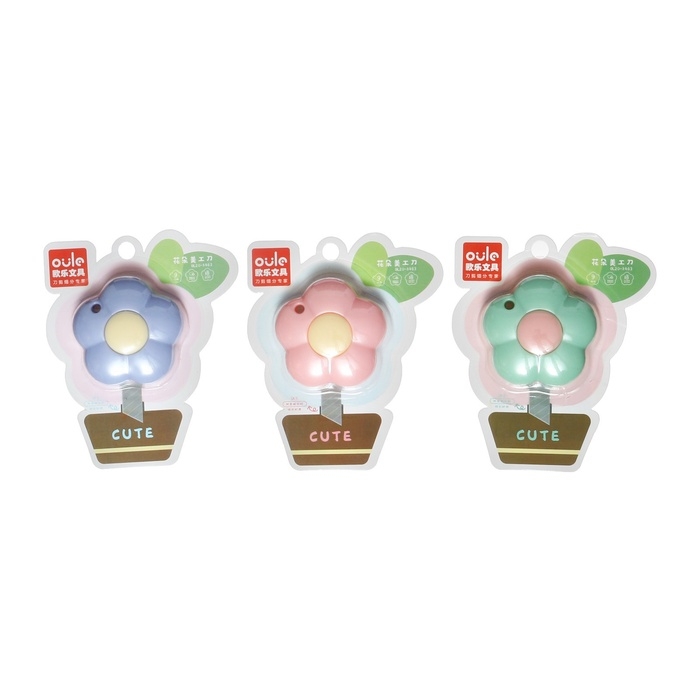 Нож канцелярский пластиковый,  Нож канцелярский пластиковый, "Цветок", 9 мм, МИКС