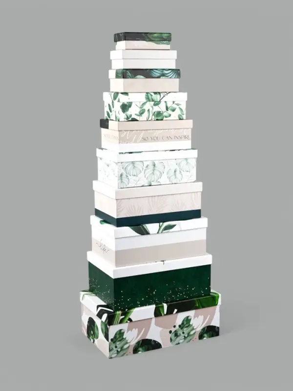 Набор коробок 10 в 1, упаковка подарочная, &laquo;GREEN&raquo;, 12&times;7&times;4 - 32.5&times;20&times;12.5 см