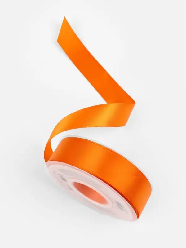 Лента атласная TEIRA, двухсторонняя, 25 мм, 25&plusmn;1 м, оранжевая №751