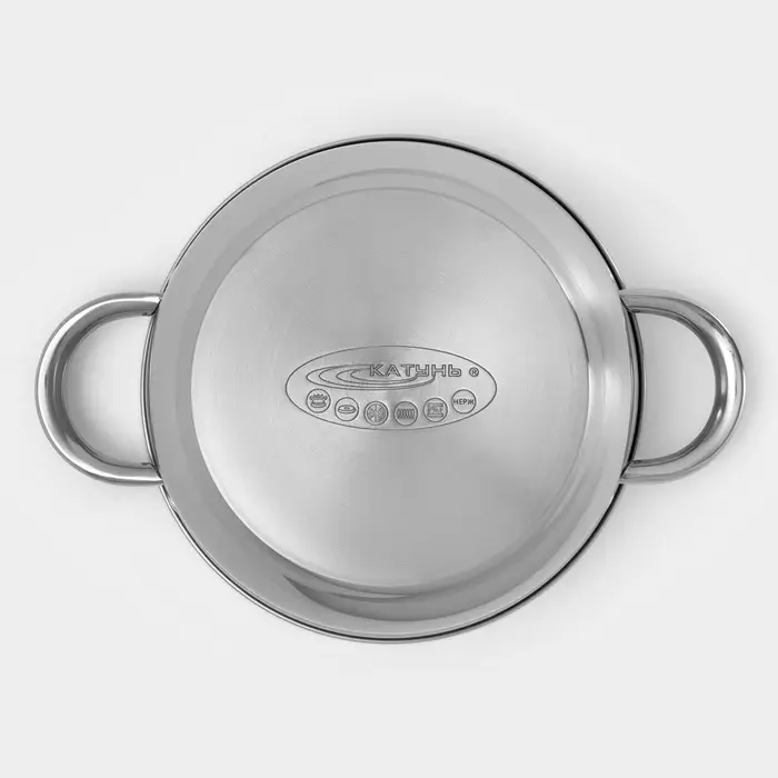 Кастрюля Катунь «Гретта», 2.2 л, d=18 см, с крышкой, капсульное дно, индукция, нержавеющая сталь, AISI - 201, хромированная Кастрюля Катунь «Гретта», 2.2 л, d=18 см, с крышкой, капсульное дно, индукция, нержавеющая сталь, AISI - 201, хромированная