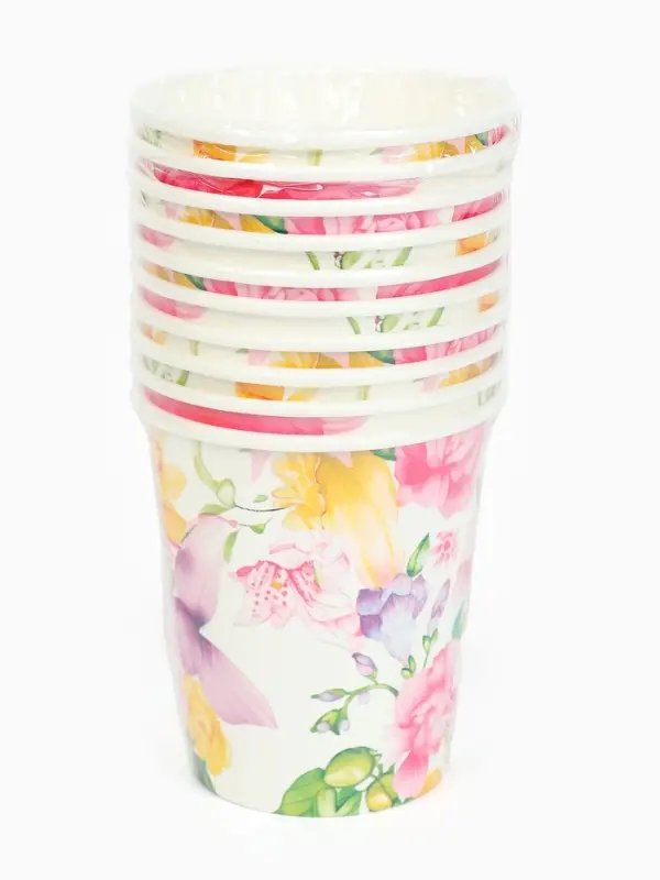 Стакан одноразовый бумажный «Акварельные цветы», 250 мл