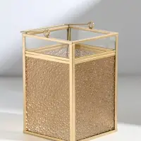 Подсвечник стекло, металл "Капли" золотой 10,5х12х19,4 см