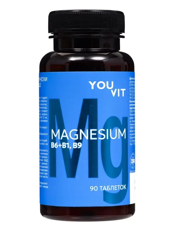 Магний B6 + B1, B9, YOUVIT, 90 таблеток