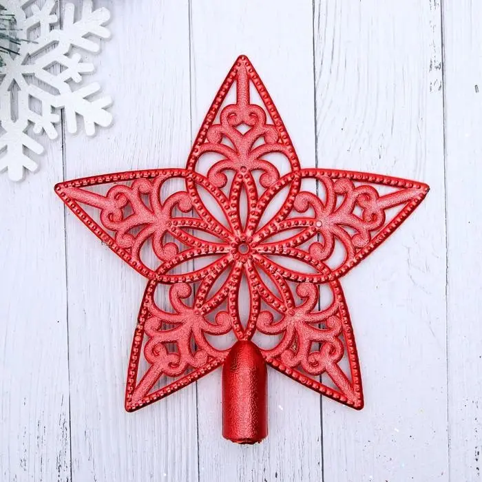 Звезда на ёлку (верхушка), ажурная, 15×15 см, красный Звезда на ёлку (верхушка), ажурная, 15×15 см, красный