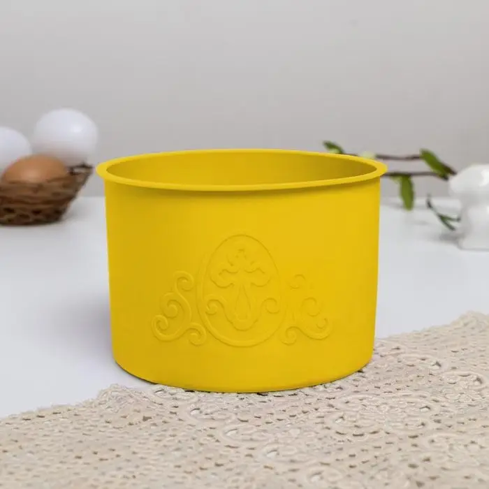 Форма для кулича на Пасху «ХВ», желтая, набор 3 шт., силиконовая Форма для кулича на Пасху «ХВ», желтая, набор 3 шт., силиконовая