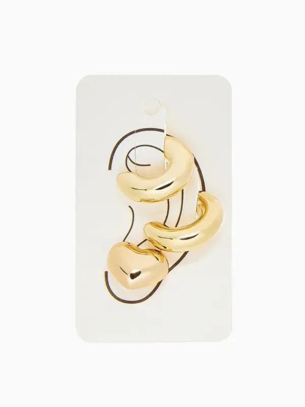 Набор серьги и каффы 3 шт. &laquo;Бублик&raquo;, сердце, цвет золото