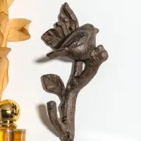 Крючок настенный &laquo;Воробушек на веточке&raquo;, ключница декоративная, чугун, 10&times;6&times;17 см