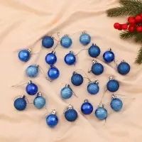 Ёлочные игрушки &laquo;Наоми&raquo;, шары новогодние, d=3 см, набор 24 шт., синий
