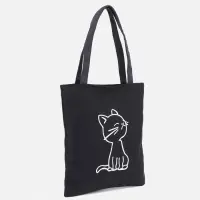 Сумка - шоппер, с подкладом, с принтом, 35&times;2&times;40 см, чёрная