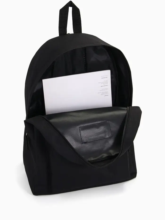 Рюкзак школьный на молнии, с карманом, однотонный, размер 30&times;14&times;41 см, чёрный