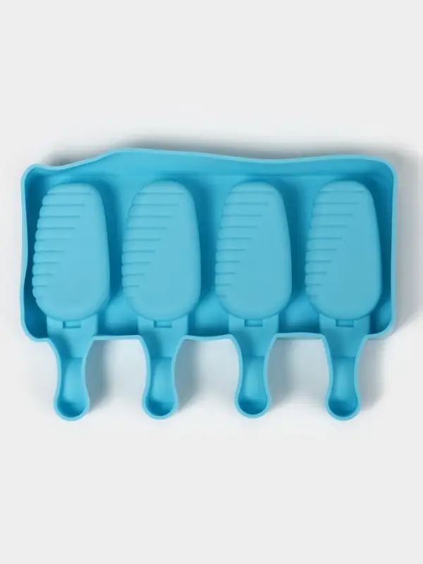 Форма для мороженого Доляна &laquo;Эскимо в глазури&raquo;, силикон, 18.5&times;12.3&times;2.5 см, 4 ячейки, синяя