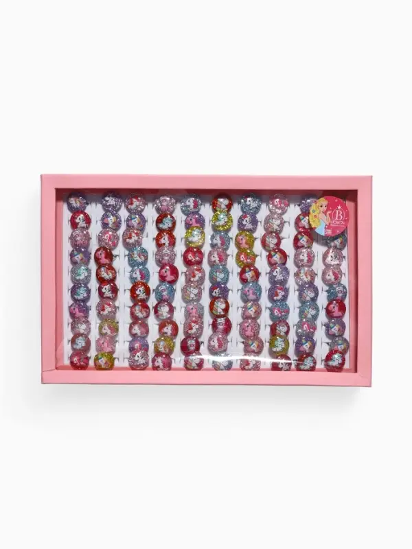 Кольцо &laquo;Выбражулька. Блестящие единороги&raquo;, фасовка 100 шт. рисунок МИКС, цвет МИКС, безразмерное