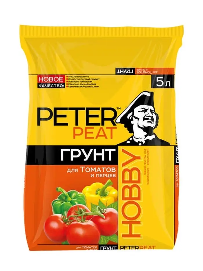 Грунт для Томатов и Перцев PETER PEAT, линия &laquo;Хобби&raquo;, 5 л