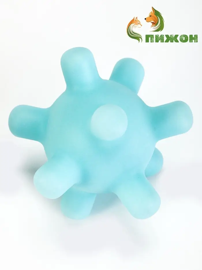 Игрушка для собак &laquo;Вирусный мяч&raquo;, 6.5 см, пищащая, винил, голубая