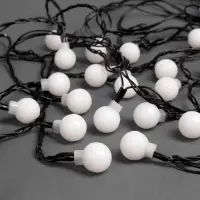Гирлянда &laquo;Нить&raquo; 5 м с насадками &laquo;Шарики белые&raquo;, IP20, тёмная нить, 20 LED, свечение мульти (RG/RB), мигание, 220 В