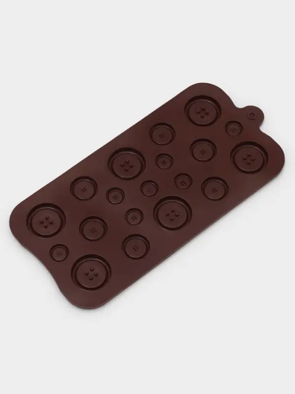 Форма для шоколада Доляна &laquo;Пуговки&raquo;, силикон, 20.5&times;10 см, 19 ячеек, коричневая