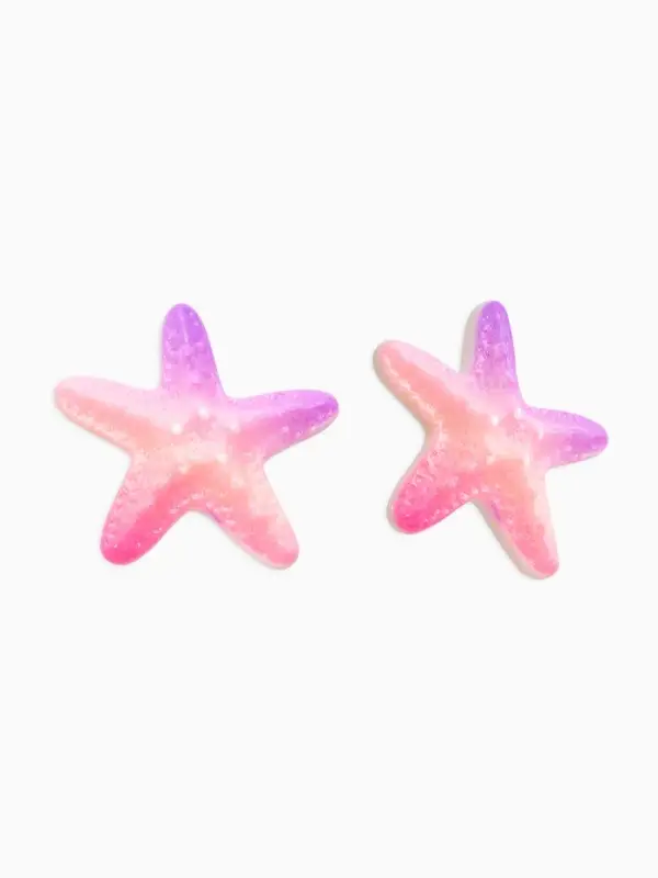 Серьги пластик "Морская звезда", цвет розово-фиолетовый