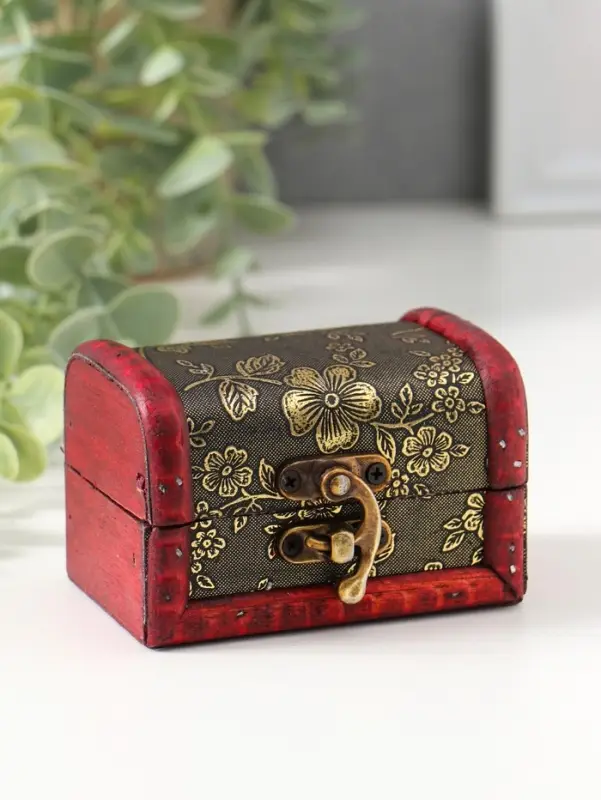 Шкатулка для украшений &laquo;Сундучок. Незабудки&raquo;, дерево, 6&times;5.8&times;8.4 см