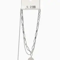 Кулон &laquo;Цепь&raquo;, звенья, 2 нити, цвет серебро, 42 см