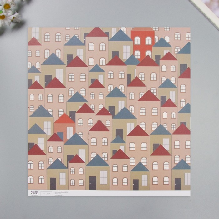 Бумага для скрапбукинга Бумага для скрапбукинга "Домики" плотность 180 гр набор 5 шт 30,5х32 см