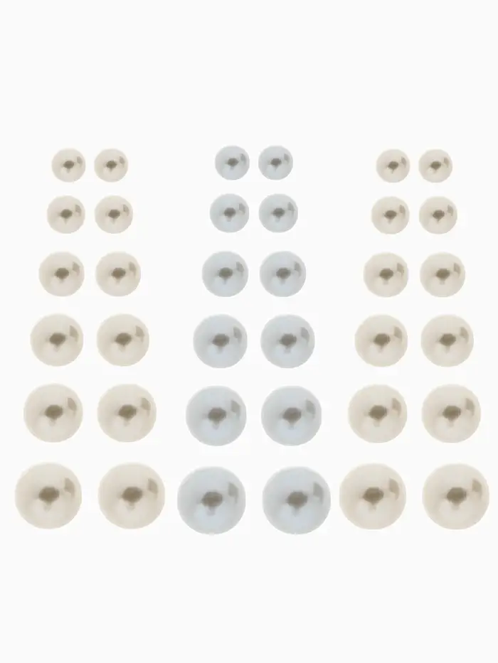 Серьги пусеты 18 пар &laquo;Рэйчел&raquo;, бусина d=5-12 мм, молочно-белые