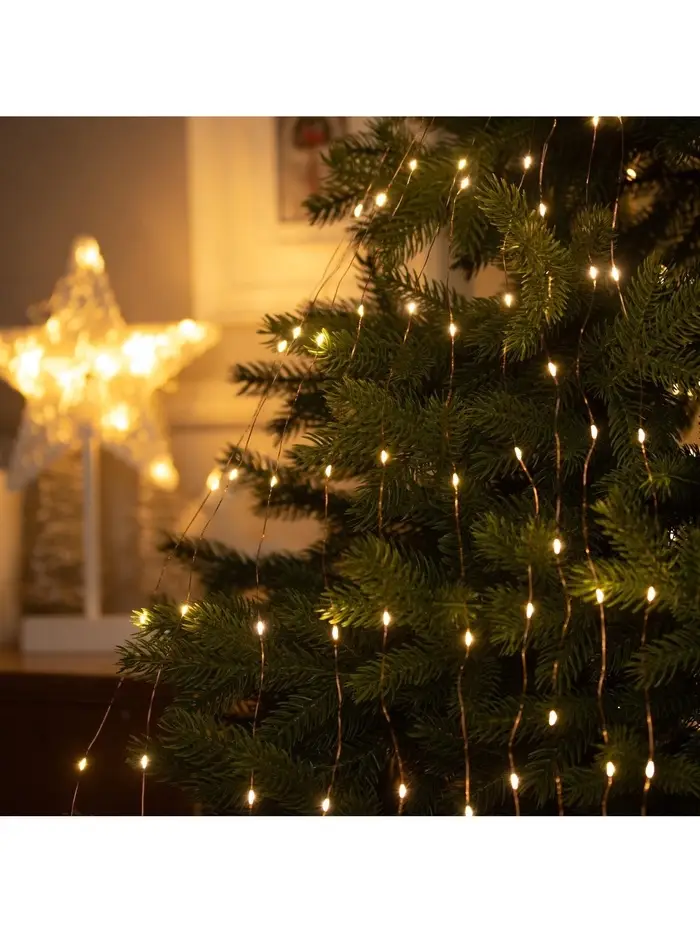 Гирлянда &laquo;Конский хвост&raquo; 10 нитей по 2 м, IP20, медная нить, 200 LED, свечение тёплое белое, 12 В