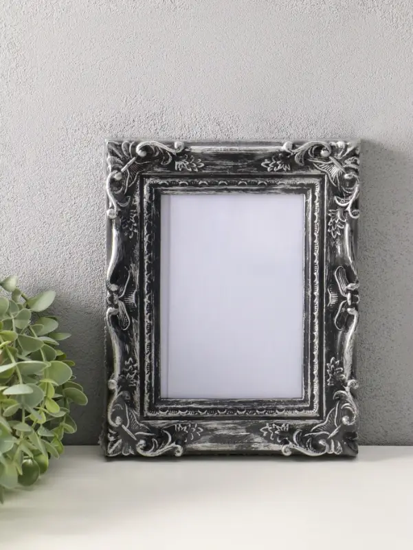 Фоторамка пластик 13х18 см "Узорная" тёмное серебро 19х23,8 см
