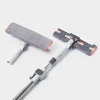 Швабра для окон на зажимах 28&times;8 см, с телескопической ручкой 103-145 см, 2 насадки из микрофибры 45+180 поворот