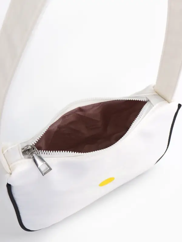 Сумка молодёжная на молнии, с принтом, 24&times;6.5&times;17 см, белая