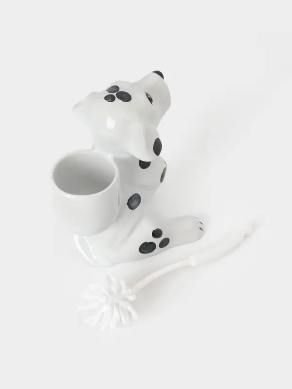 Ёршик для унитаза с подставкой &laquo;Дружок&raquo;, фарфор, белый