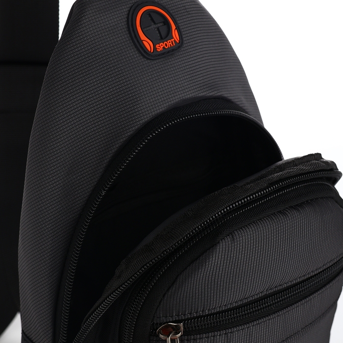 Сумка-слинг из текстиля, 3 наружных кармана, цвет серый Сумка-слинг из текстиля, 3 наружных кармана, цвет серый