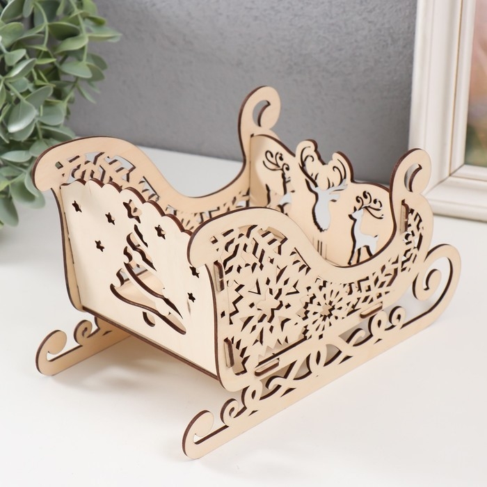 Шкатулка  Шкатулка "Сани. Ёлка" 22х11,5х13,5 см (набор 5 деталей)