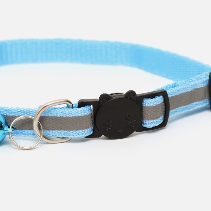 Ошейник кошачий светоотражающий, 19-32 х 1 см, голубой Ошейник кошачий светоотражающий, 19-32 х 1 см, голубой