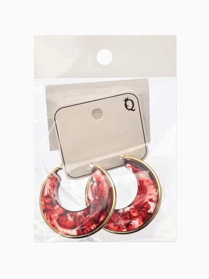 Серьги-кольца акрил &laquo;Тренд&raquo;, бордовые в золоте