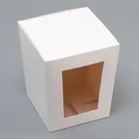 Коробка для кулича белая, кондитерская упаковка, 15&times;15&times;18 см